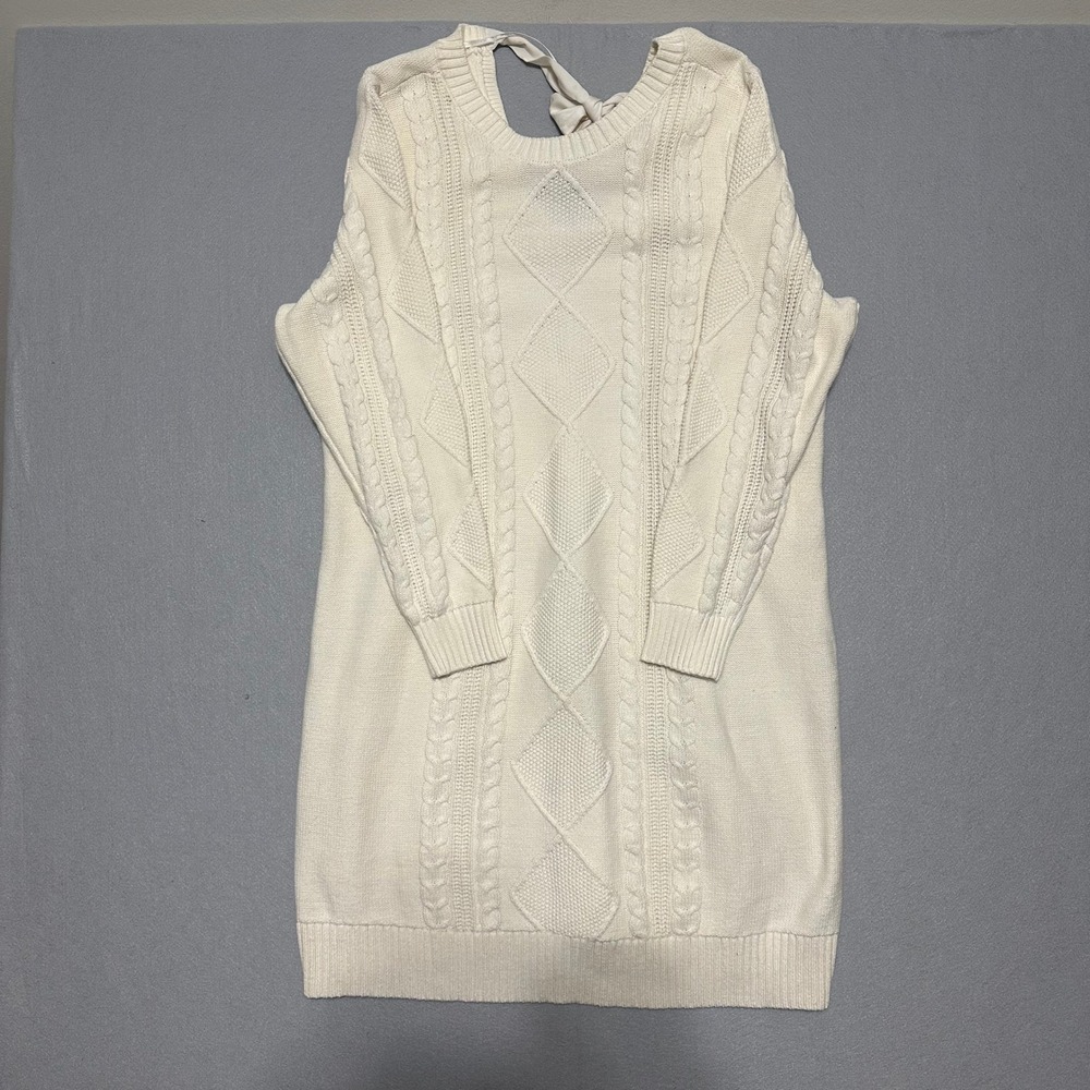 Torrid Cream Cable Knit Sweater Dress Tie Back Long Sleeve Ivory Plus Size 2